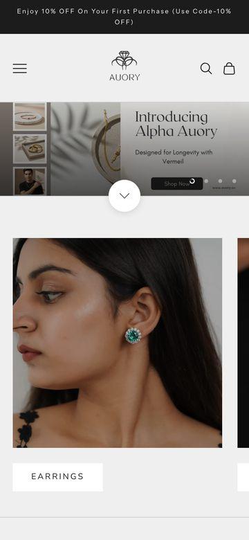 Auory website, mobile view