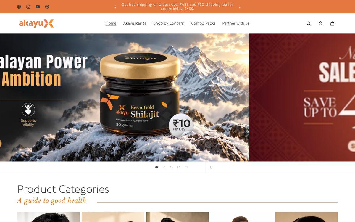 Akayu website built by Hitori Tech, desktop view