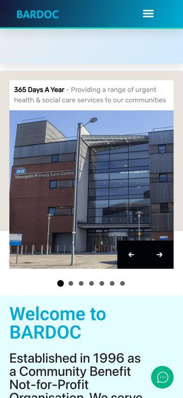 Bardoc website, mobile view