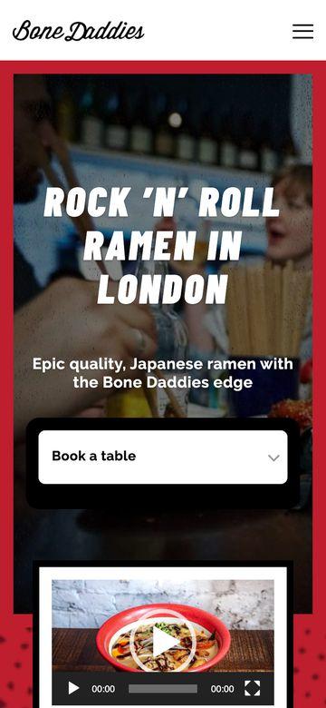 Bone Daddies website, mobile view