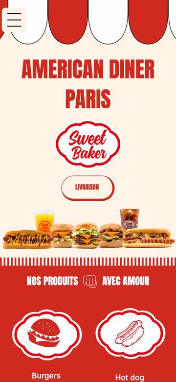 Sweet Baker website, mobile view