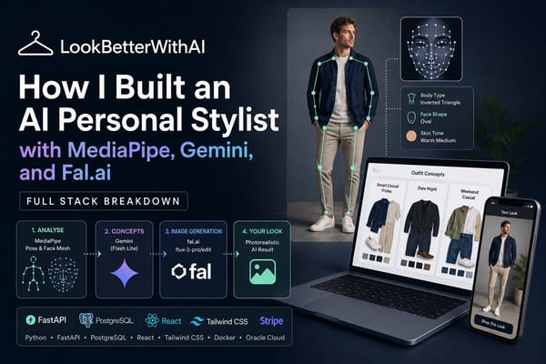 AI personal stylist app architecture showing computer vision, outfit generation, and product validation pipeline